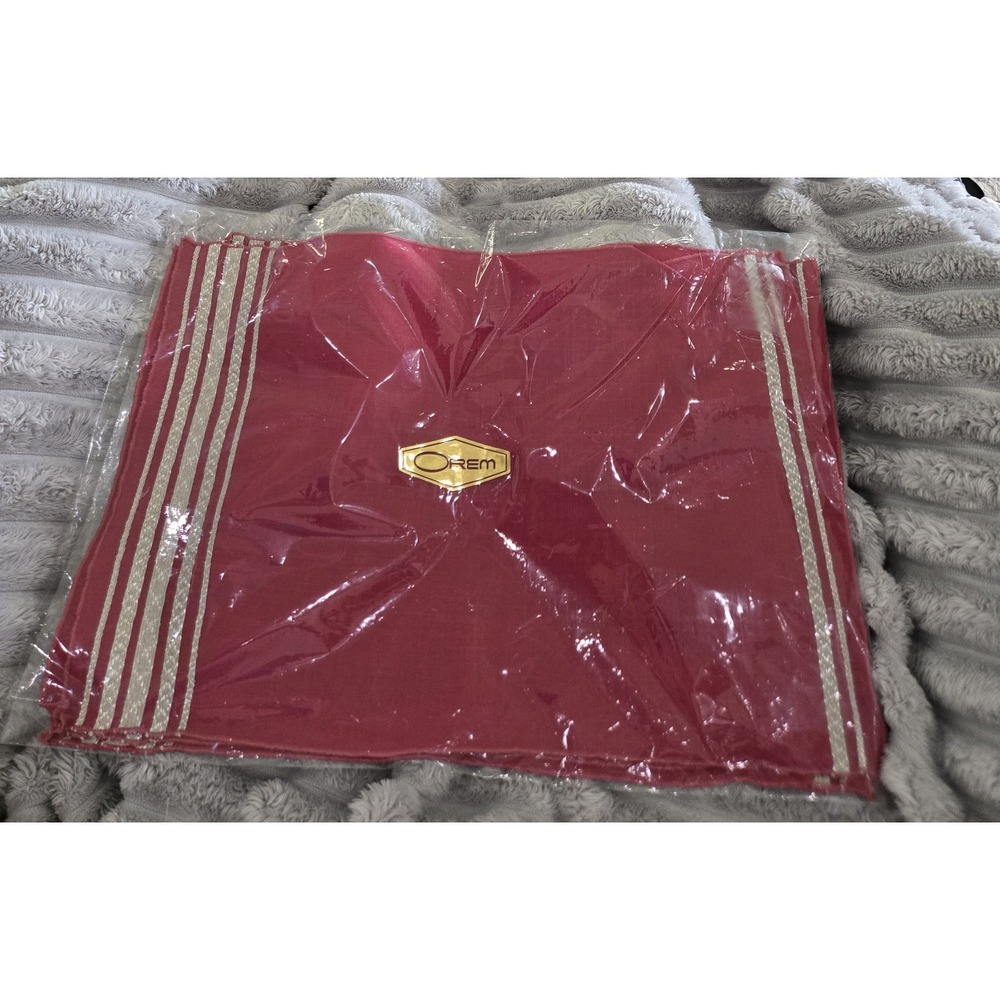 NEW Orem Maroon Placemats With Metallic Silvers Stripes Vintage Set of Four